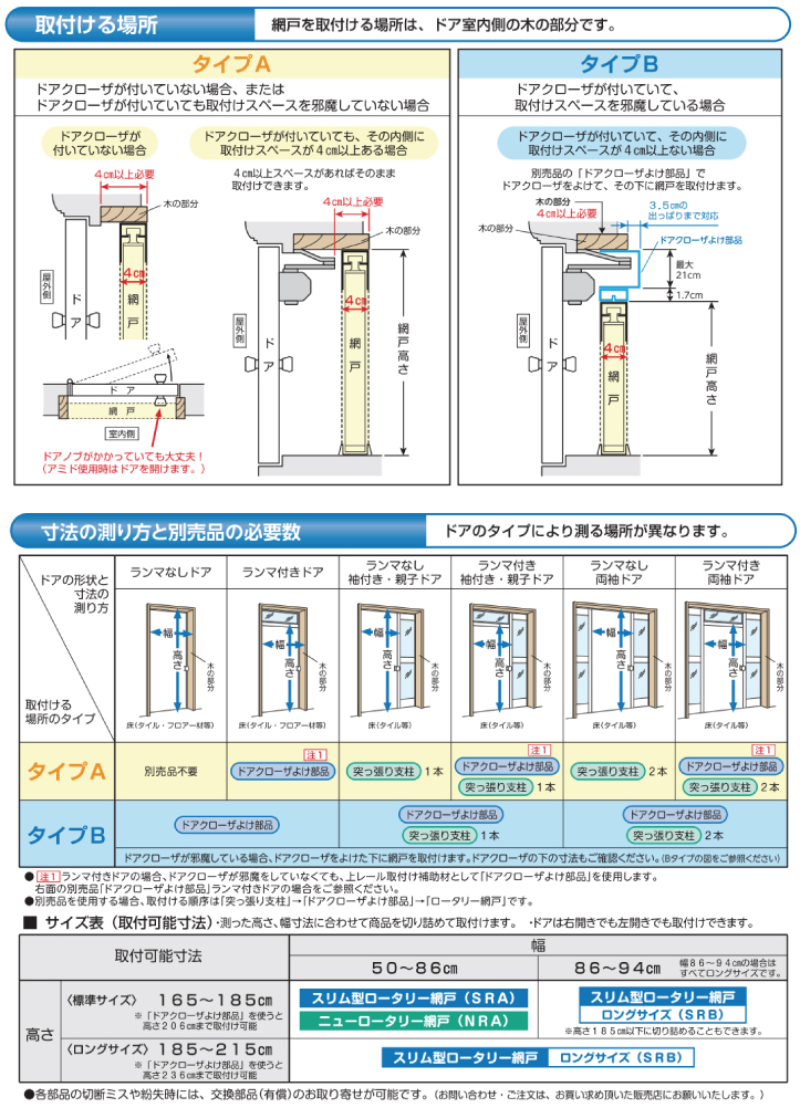 川口技研 ドア用網戸 スリム型 ロータリー網戸 SRB-1 - 1
