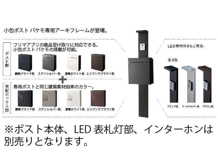 エントランスポール パケモ専用アーキフレーム パナソニック Panasonic [CTPR174J] Jタイプ コンボ コンパクト取り付け穴なし ※ポスト本体  LED表札灯部は別売り パナソニック コンパネ屋 本店