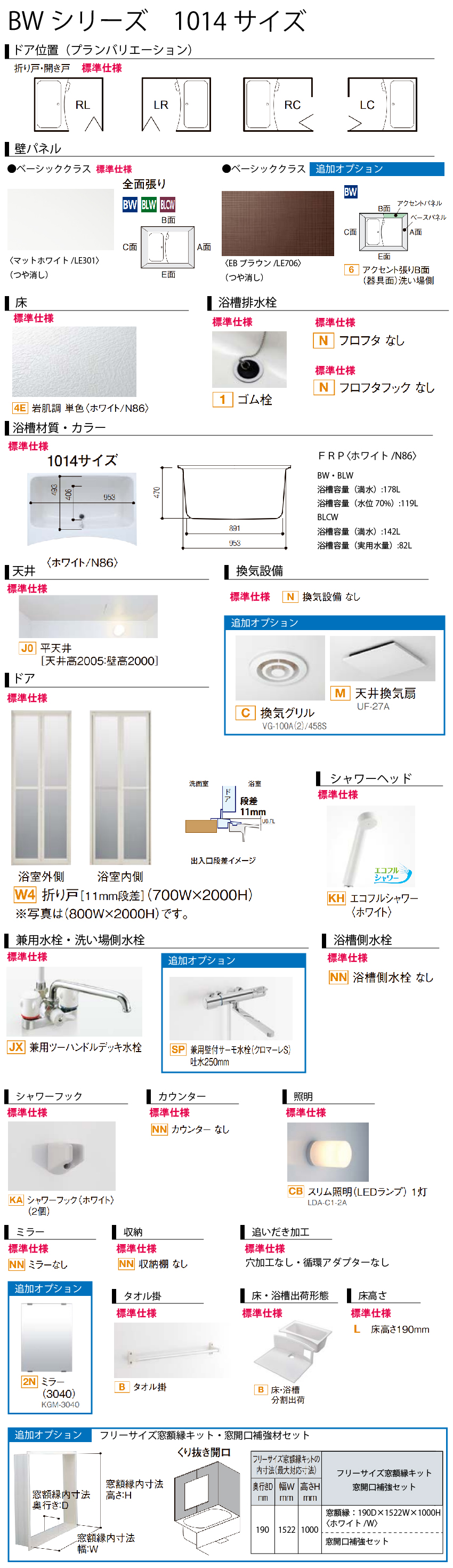 システムバス 集合住宅用ユニットバス BWシリーズ BW 1014サイズ