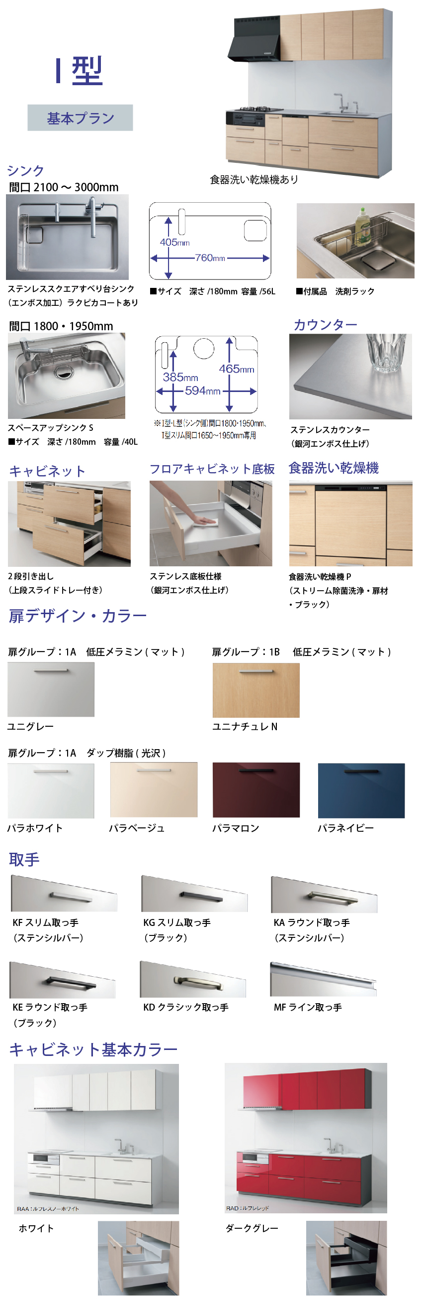 システムキッチン ザ・クラッソ TOTO 間口285cm 2850mm I型 奥行65cm 基本プラン 扉グループ1A・1B  メーカー直送 - 6