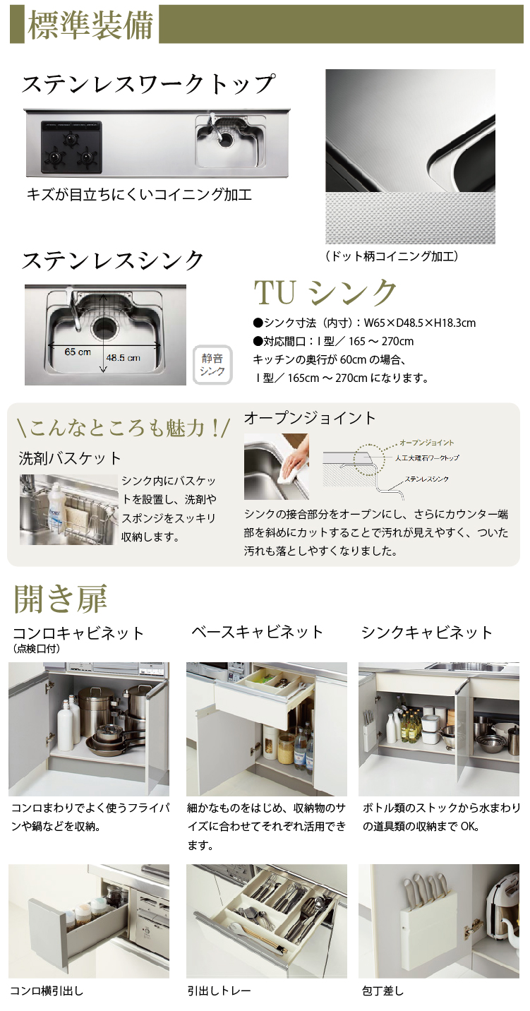 日本全国送料無料 コンパネ屋  ショップ納期約2週間 クリナップ システムキッチン ラクエラ 下台のみ W2550 スライド収納  シンシアシリーズ Ｉ型 メーカー直送