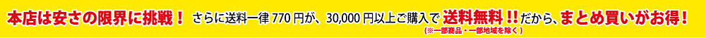 本店は安さの限界に挑戦！ さらに送料一律600円が、30,000円以上ご購入で送料無料!!だから、まとめ買いがお得！