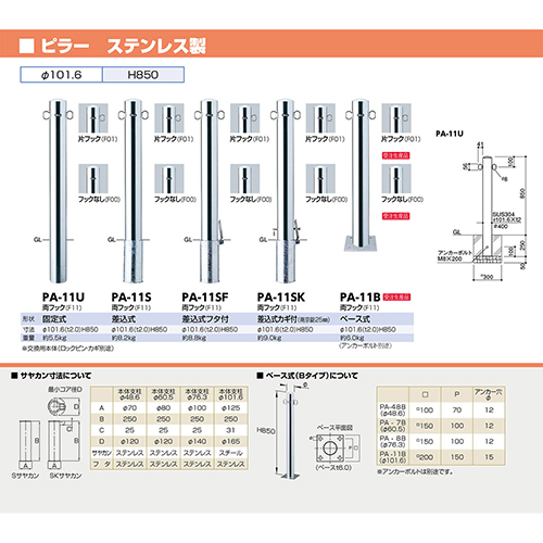 s[ Ԏ~ p{̂̂ 101.6(t2.0)~H850mm J[:XeX [PA-11SF-F01HONTAI] T|[ 󒍐Yi LZs [1 [J[