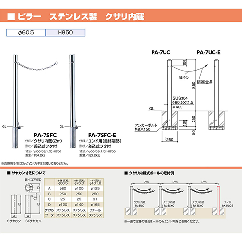 s[ Ԏ~ 60.5(t1.5)~H850mm J[:XeX [PA-7SFC-E] T|[ 󒍐Yi LZs [1 [J[