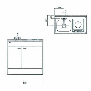 T䐻쏊 ~jLb` n[t^Cv Mini(~j) [FK090D1B(R/L)H] Ԍ900mm 1100Vv[gq[^[ 2ou [J[ [2T