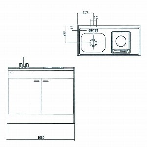 T䐻쏊 ~jLb` n[t^Cv Mini(~j) [FK105D1B(R/L)H] Ԍ1050mm 1100Vv[gq[^[ 2ou [J[ [2T