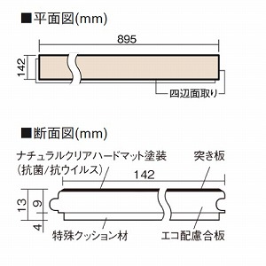 ベリティスフロアーW直貼タイプ耐熱 バーチクリア バーチ突き板