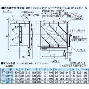 C tB^[tC 20cm pi\jbN Panasonic [FY-20PH6] ʗpE䏊p rCEЂAVb^[