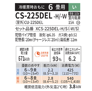 GAR GIA sRpNgX^CbVf ELV[Y pi\jbN [CS-225DEL-H/-W] 6p 2.2kW
