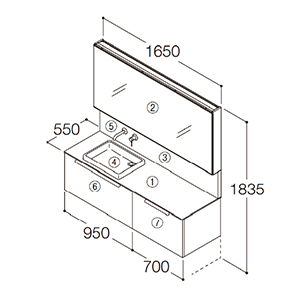 ʉϑ GXNA Ԍ1650mm TOTO [ESCUA01] ~[ʋ(E㉺ԐڏƖEF@\t) Zbgv [J[