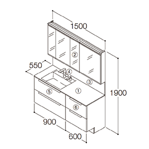 ʉϑ GXNA Ԍ1500mm TOTO [ESCUA02] ~[Lrlbglʋ(㉺ChƖEF@\t) Zbgv [J[