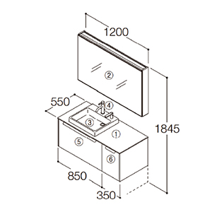 ʉϑ GXNA Ԍ1240mm TOTO [ESCUA06] ~[ʋ(㉺ԐڏƖEF@\t) Zbgv [J[