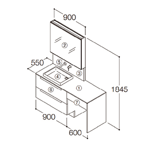 ʉϑ GXNA Ԍ1500mm TOTO [ESCUA07] ~[ʋ(E㉺ԐڏƖEF@\t) Zbgv [J[