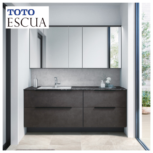 洗面化粧台 エスクア 間口1650mm TOTO [ESCUA08] ミラーキャビネット五 