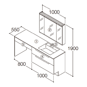 ʉϑ GXNA Ԍ1800mm TOTO [ESCUA09] ~[LrlbgOʋ(㉺ChƖEF@\t) Zbgv [J[