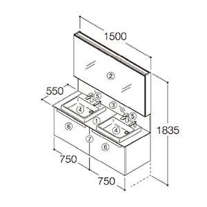 ʉϑ GXNA Ԍ1500mm TOTO [ESCUA11] ~[ʋ(㉺ԐڏƖEF@\t) Zbgv [J[