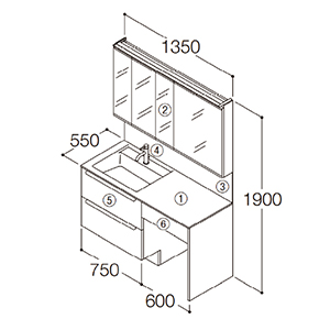 ʉϑ GXNA Ԍ1350mm TOTO [ESCUA16] ~[Lrlbglʋ(ハChƖ) Zbgv [J[