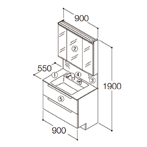 ʉϑ GXNA Ԍ900mm TOTO [ESCUA18] ~[LrlbgOʋ(ハChƖ) Zbgv [J[