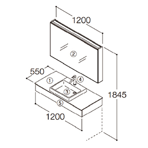 ʉϑ GXNA Ԍ1200mm TOTO [ESCUA19] ~[ʋ(㉺ԐڏƖEF@\t) Zbgv [J[