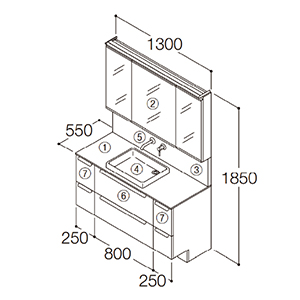 ʉϑ GXNA Ԍ1300mm TOTO [ESCUA20] ~[LrlbgOʋ(E㉺ChƖEF@\t) Zbgv [J[