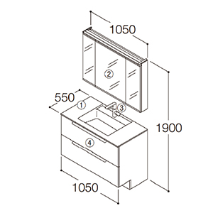 ʉϑ GXNA Ԍ1050mm TOTO [ESCUA23] ~[LrlbgOʋ(ハChƖ) Zbgv [J[