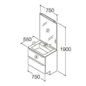 ʉϑ GXNA Ԍ750mm TOTO [ESCUA24] ^ʋ(Ɩt) Zbgv [J[
