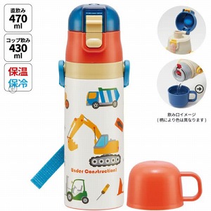 ���y�ʃR���p�N�g2WAY�X�e�����X�{�g�� �R�b�v�������� 430ml/470ml �͂��炭�N���} �X�P�[�^�[ Skater [4973307600067] SKDC4