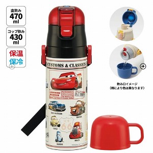 ���y�ʃR���p�N�g2WAY�X�e�����X�{�g�� �R�b�v�������� 430ml/470ml �J�[�Y25 �f�B�Y�j�[ �X�P�[�^�[ Skater [4973307689246] SKDC4