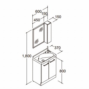 ���ʉ��ϑ� ���t�� �Ԍ�600mm LIXIL ���N�V�� [refra01] �N���G���J 600�~370�~1800mm �ؘg�t1�ʋ� �R���p�N�g�h���b�T�[ 4�g���Ԕz�� ���[�J�[����