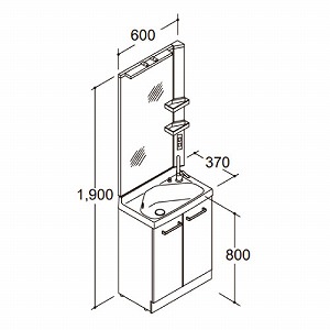 ���ʉ��ϑ� ���t�� �Ԍ�600mm LIXIL ���N�V�� [refra02] �N���G�_�[�N 600�~370�~1900mm 1�ʋ� LED�Ɩ��E��^�� �h���b�T�[ 4�g���Ԕz�� ���[�J�[����