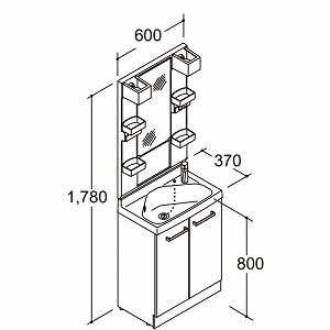 ���ʉ��ϑ� ���t�� �Ԍ�600mm LIXIL ���N�V�� [refra04] �z���C�g 600�~370�~1780mm 1�ʋ� LED�Ɩ� �R���p�N�g�h���b�T�[ 4�g���Ԕz�� ���[�J�[����