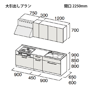 �g�N���X �V�X�e���L�b�`�� Bb�v���X �Ԍ�2250mm ����o���^�C�v I�^ ���O���[�h Z/Y/N/Q/D/S ���[�J�[����