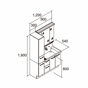 ���ʉ��ϑ� �s�A�� �Ԍ�1200mm(�{�̊Ԍ�900mm) ���N�V�� LIXIL [lixilpiara02] 3�ʋ� LED�Ɩ� ���o�^�C�v �X���[�L�[�O���[ 4�g���z�� ���[�J�[����