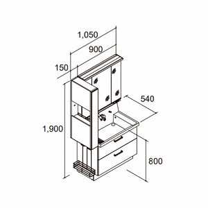 ���ʉ��ϑ� �s�A�� �Ԍ�1050mm(�{�̊Ԍ�900mm) ���N�V�� LIXIL [lixilpiara03] 3�ʋ� LED�Ɩ� �t���X���C�h�^�C�v �N���G�_�[�N 4�g���z�� ���[�J�[����