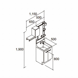 ���ʉ��ϑ� �s�A�� �Ԍ�1150mm(�{�̊Ԍ�500mm) ���N�V�� LIXIL [lixilpiara06] 1�ʋ� LED�Ɩ� ���^�C�v �N���G�y�[�� 4�g���z�� ���[�J�[����