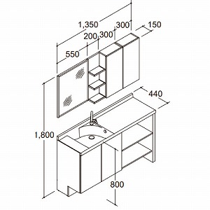���ʉ��ϑ� �G�X�^ �Ԍ�1350mm LIXIL ���N�V�� [esta09] �{�E����́E�V�X�e���^�C�v �N���G�_�[�N(�������F) 4�g���z�� ���[�J�[����