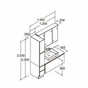 ���ʉ��ϑ� LUMISIS ���~�V�X �x�b�Z���^�C�v �Ԍ�1500mm ���N�V�� LIXIL [lumisis32] 3�ʋ� �Z�b�g�v���� 4�g���Ԕz�� ���[�J�[����