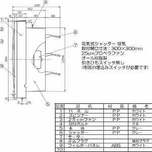 �䏊�E��ʊ��C�� �t�B���^�[�t�� �d�C���V���b�^�[ �H���a25cm AC100V [FFB-250ES] �����Ђ��X�C�b�`���� ���{�Y�� ���[�J�[����