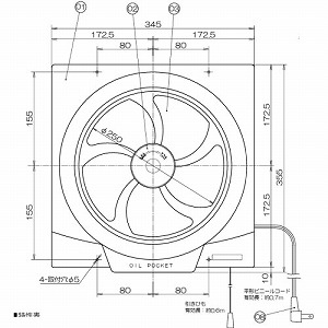 �䏊�E��ʊ��C�� �X�^���_�[�h�^�C�v �A�����V���b�^�[ �H���a30cm AC100V [FT-250] �����Ђ��X�C�b�`�t ���󂯈�̌`�p�l�� ���{�Y�� ���[�J�[����