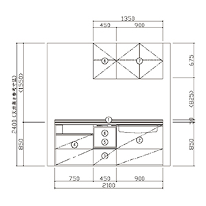 �V�X�e���L�b�`�� �N���[�g �\�t�g���[�V���� ��B �H��@���� �n�E�X�e�b�N [crute210bsosyo] �Ԍ�2100mm